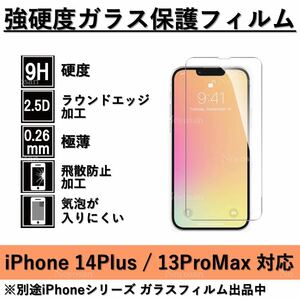 iPhone 14Plus / iPhone 13ProMax対応 強硬度ガラス保護フィルム