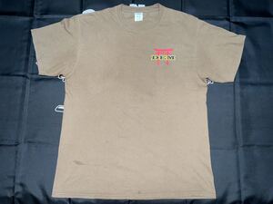 中古美品　DEM XAVY MEDICINE READINESS AND TRANNING COMMAND OKINAWA コットンTシャツ PORT & COMPANY製　Lサイズ　ブラウン