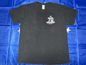 中古美品　US AIR FORCE 創立70周年　BREAKING BARRIERS SINCE1947 コットンTシャツ LARGE NAVY GILDAN製