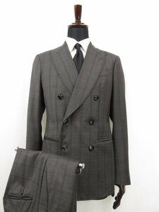 HH ultimate beautiful goods [joru geo Armani ARMANI] NAPOLI top class black Laverda bru6 button suit ( men's ) 44R gray check made in Italy *27HR2500