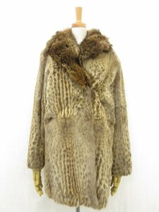 HH[ No-brand ] shawl manner color gorgeous . fur coat ( lady's ) size11 number beige group × brown group *17LW1316*