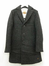 HH 超美品【HUGO BOSS ヒューゴボスオレンジ】織柄 肉厚生地 ウールチェスターコート (メンズ) size44 グレー系×ブラック ◎17MW2589◎_画像5