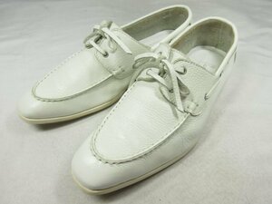 HH 美品 【フェランテ FERRANTE】 レザー デッキシューズ 紳士靴 (メンズ) size5.5 ホワイト ◎18MZA2826◎