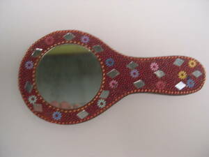 [ India * miscellaneous goods ] small hand-mirror | red series | approximately 14.| mirror part diameter :4.7.