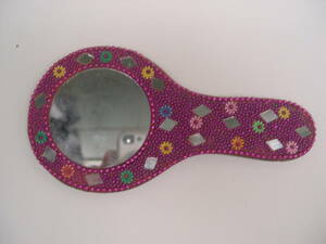 [ India * miscellaneous goods ] small hand-mirror | purple series | approximately 14.| mirror part diameter :4.7.