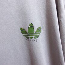 adidas アディダス◇メンズL ライトグレー◇ワンポイント バックプリント スケボー Ｔシャツ フリップ スケーター ゆるダボ ボード 古着/A6_画像3