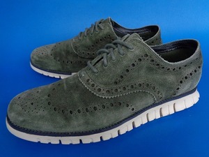 12482■最高級 COLE HAAN ZERO GRAND コールハーン ゼロ グランド ビジネス シューズ スエード カーキ 26.5 cm 81/2W 161C26200 F17