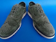 12482■最高級 COLE HAAN ZERO GRAND コールハーン ゼロ グランド ビジネス シューズ スエード カーキ 26.5 cm 81/2W 161C26200 F17_画像4