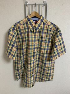 ［TOMMY HILFIGER］ トミーヒルフィガー　半袖シャツ チェック柄　黄色　Lサイズ Y499