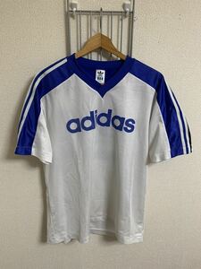 [adidas] Adidas short sleeves sport wear white blue group L-O size Y518