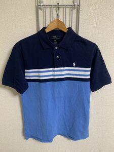 ［POLO RALPH LAUREN］ ポロラルフローレン 半袖ポロシャツ　ブルー　ネイビー系　Lサイズ Y679