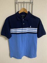 ［POLO RALPH LAUREN］ ポロラルフローレン 半袖ポロシャツ　ブルー　ネイビー系　Lサイズ Y679_画像1