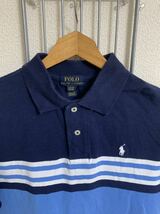 ［POLO RALPH LAUREN］ ポロラルフローレン 半袖ポロシャツ　ブルー　ネイビー系　Lサイズ Y679_画像3