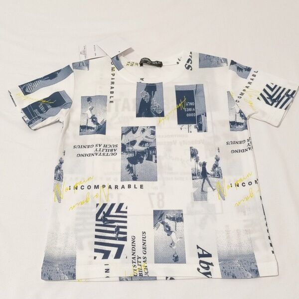 未使用タグ付き しまむら メッシュ半袖Tシャツ【120】キッズ 男の子 風景