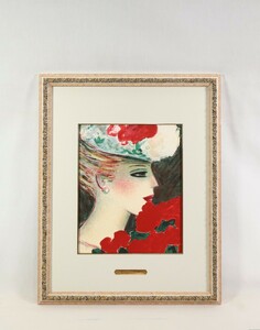 真作 ジャン＝ピエール・カシニョール リトグラフ「薔薇とプロフィール」画寸 26cm×32cm フランス画壇重鎮 甘美で優雅な女性像 7307
