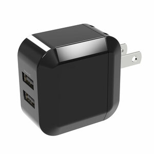 AC-USBアダプタ AC-USB充電器 2ポート 2.4Ah スマートIC ブラック グリーンハウス/GH-ACU2H-BK/2483/送料無料メール便 箱開封発送