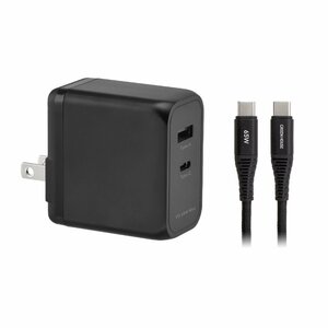 AC-USB адаптер AC-USB зарядное устройство 2 порт Type-A&C.. канава um установка 65W TypeC кабель 2m зеленый house /GH-ACU2GC-BK/2230/ бесплатная доставка 