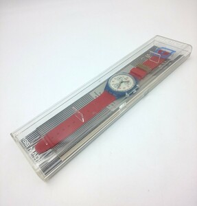  в это время было использовано * SWATCH CHRONO Swatch Chrono Vintage прозрачный голубой × красный *SWISS MADE хронограф наручные часы .2010