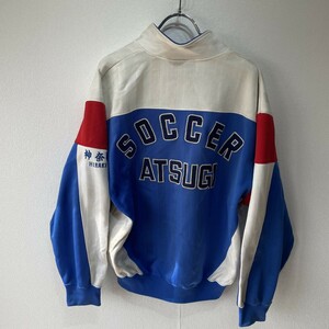  Kanagawa prefecture . Atsugi senior high school? soccer part jersey outer garment asics blue | blue Old design school designation student motion G1435