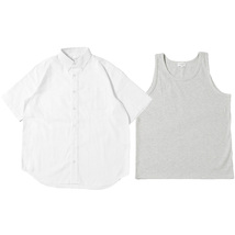 【新品】 3L ホワイト 半袖シャツ メンズ 大きいサイズ パナマ素材 タンクトップ 2点セット アンサンブル カジュアルシャツ_画像5