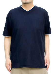 【新品】 5L ネイビー DISCUS ディスカス 半袖 Tシャツ メンズ 大きいサイズ Vネック 無地 ドライ ワッフル 吸汗速乾 消臭 抗菌 カットソー