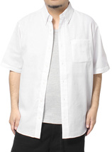 【新品】 2L ホワイト 半袖シャツ メンズ 大きいサイズ パナマ素材 タンクトップ 2点セット アンサンブル カジュアルシャツ_画像1