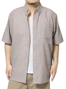 【新品】 2L ベージュ 半袖シャツ メンズ 大きいサイズ パナマ素材 タンクトップ 2点セット アンサンブル カジュアルシャツ