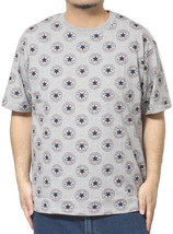 【新品】 2L グレー コンバース(CONVERSE) 半袖 Tシャツ メンズ 大きいサイズ シューズ オールスター ロゴ 総柄 プリント クルーネック カ_画像1