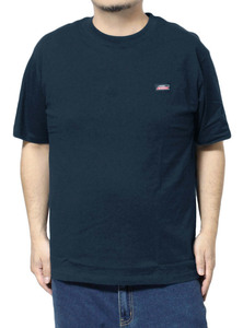 【新品】 2L ネイビー [GENUINE Dickies] 半袖 Tシャツ メンズ 大きいサイズ ロゴ 刺繍 ワッペン プリント クルーネック カットソー