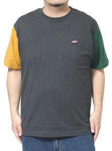 【新品】 3L スミクロ [GENUINE Dickies] 半袖 Tシャツ メンズ 大きいサイズ ロゴ 刺繍 ワッペン プリント クルーネック カットソー