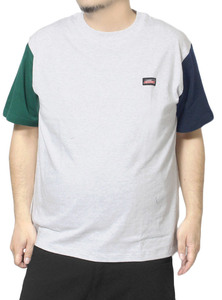 【新品】 3L グレー [GENUINE Dickies] 半袖 Tシャツ メンズ 大きいサイズ ロゴ 刺繍 ワッペン プリント クルーネック カットソー