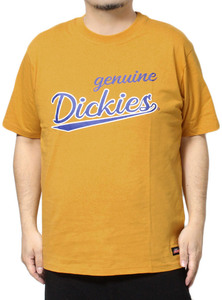 【新品】 4L マスタード [GENUINE Dickies] 半袖 Tシャツ メンズ 大きいサイズ ロゴ カレッジ プリント クルーネック カットソー