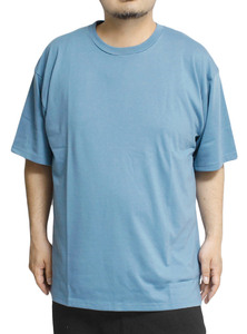 【新品】 3L ブルーグレー 半袖 Tシャツ メンズ 大きいサイズ 接触冷感 天竺 無地 シンプル クルーネック カットソー