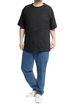 【新品】 4L ブラック 半袖 Tシャツ メンズ 大きいサイズ 接触冷感 天竺 無地 シンプル クルーネック カットソー_画像2