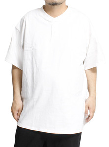 【新品】 M ホワイト FRUIT OF THE LOOM(フルーツオブザルーム) ヘンリーネック 半袖 Tシャツ メンズ 8オンス ヘビーウェイト 厚手 無地 カ