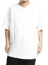 【新品】 L ホワイト FRUIT OF THE LOOM(フルーツオブザルーム) ヘンリーネック 半袖 Tシャツ メンズ 8オンス ヘビーウェイト 厚手 無地 カ_画像1