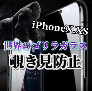 【iPhoneX.XS】世界のゴリラガラス　覗き見防止強化ガラスフィルム