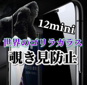 【iPhone12mini】世界のゴリラガラス　覗き見防止強化ガラスフィルム