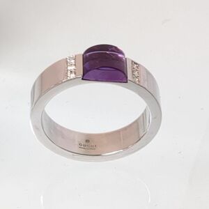 Gucci Ring Gucci K18WG 7,87G Amethyst/ Diamond Ring 13.5 Amethyst с небольшим количеством отсутствующего ◆ 3105/ Takabayashi Store Tk Tk