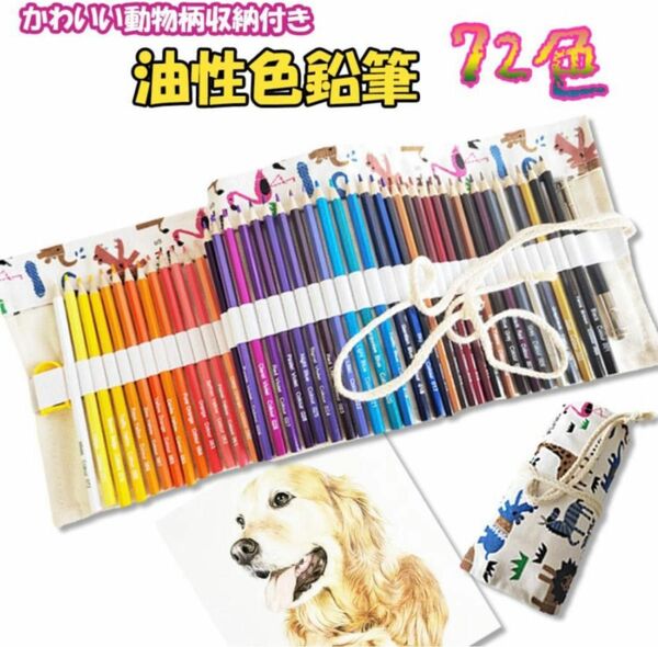 油性色鉛筆 72色 動物柄 収納付き 鉛筆削り付き 色鉛筆 いろえんぴつ 発色よい 練習画材 初心者 子供 学生 大人 限定セール