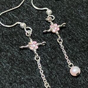 silver925*淡水パールクロスピアス ピンク