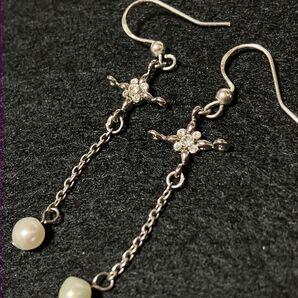 silver925*淡水パールクロスピアス