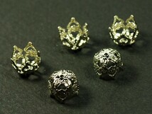 アクセサリーパーツ 金具 ビーズキャップ ベル型座金 9mm 銀色 シルバー 5コ入り 外径8.5mm 厚み（高さ）7mm UZ40-7-SV_画像1