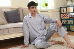 * new goods * high class silk pyjamas * long sleeve /L* for man *666-2* gray *