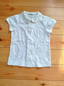  beautiful goods * Familia [90cm] collar embroidery! short sleeves blouse * formal white school standard 