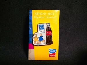 コカ・コーラ ATHENS 2004 Olympic Games ピンバッジ 台紙黄 sr2