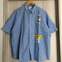 (k) uniforme experiment BAGGAGE TAG B.D.SHIRT 半袖シャツ サイズ2 青 ブルー コットン 日本製 メンズ _画像1