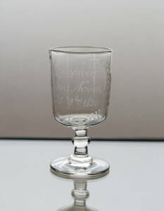 古い手吹きガラスのシンプルな筒型のビストログラス / 19世紀・フランス / 硝子 ワイングラス アンティーク 古道具