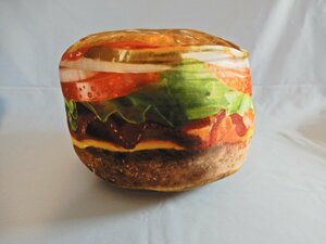 Big Hamburger Cushion Real Print Cushion Big Burger Cushion Гамбургер фастфуд