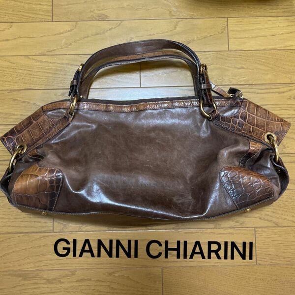 GIANNI CHIARINI ブラウン トートバッグ レザーバッグ ジャンニキャリーニ